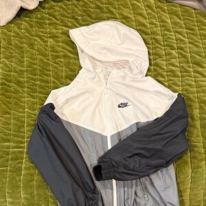 Nike White and Black Hooded Jacket